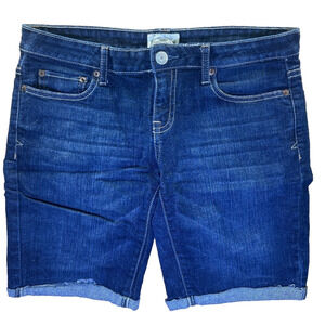 Aeropostale Dark-wash Cuffed Bermuda Shorts Size 7/8